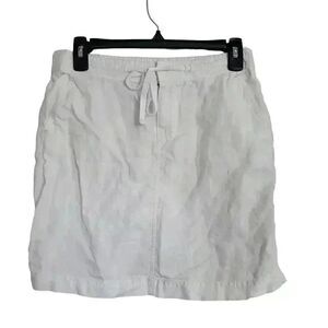 Caslon Women's White Linen Drawstring Skirt w Pockets